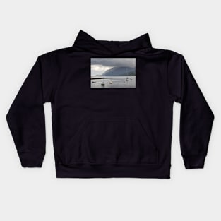 Boats moored in the harbour at Fort William, Scotland Kids Hoodie